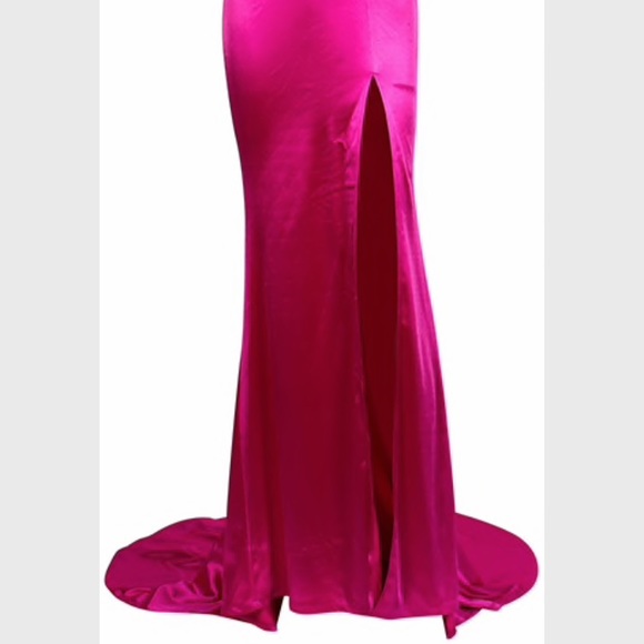 Fuschia Satin Gown - Picture 2 of 9